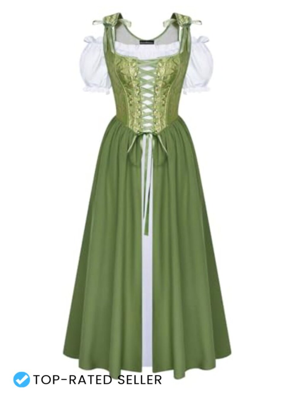 Renaissance Costume Two-Piece Corset Dress Puff Sleeve Lace-Up